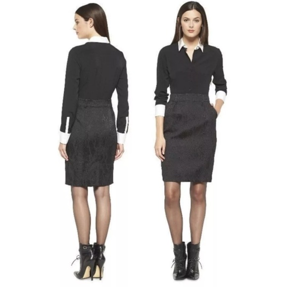 Black and White Long Sleeve Dress
